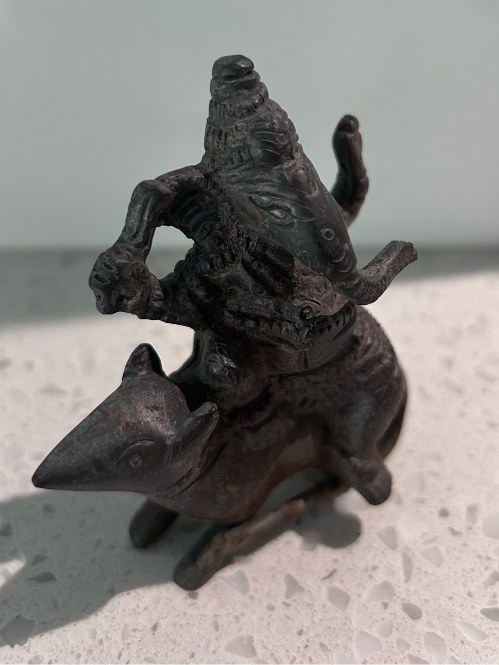 Bronze Ganesha on mouse statue